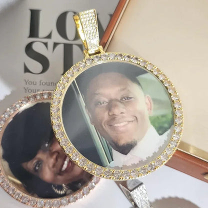 Oversized 2.68" Custom Photo Necklace | Engraved Memory Picture Medallion | Caratix - CaratixJewelry