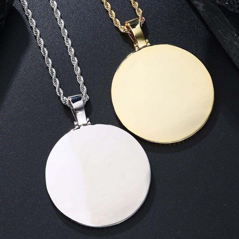 Custom Photo Large Circle Bling Necklace | Personalized Round Photo Pendant | Caratix - CaratixJewelry