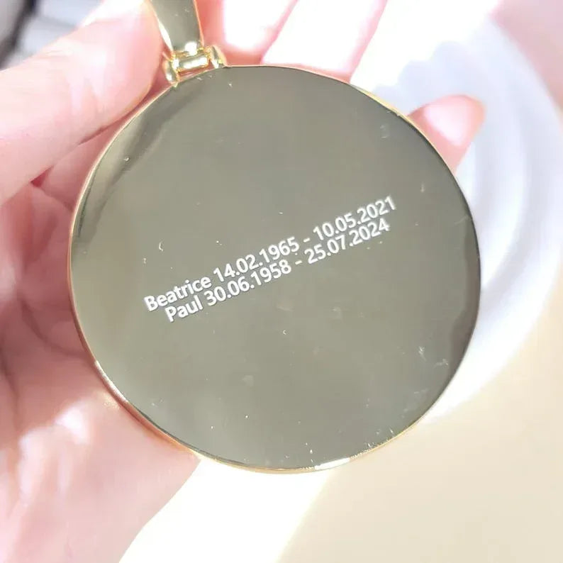 Customized Oversize Photo Pendant Necklace: Iced Out Cuban Chain, Engraved Memory Gift - CaratixJewelry