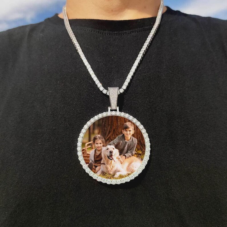 68.5MM 18K Gold Plated Custom Made Photo Bling Big Medallions Necklace Pendant Men Hip Hop Picture Jewelry Gift Free Custom Text