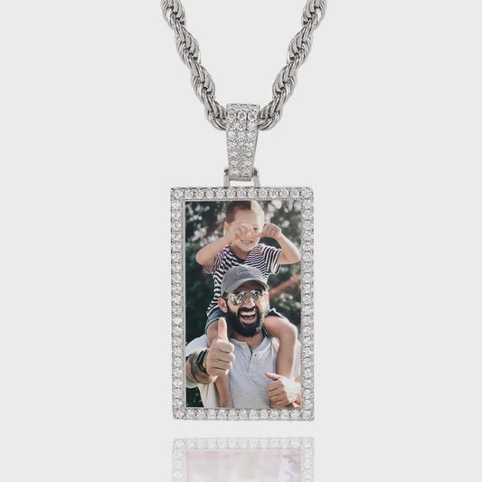 Hip Hop Jewelry Rectangle Picture Pendant for Men Women Photo Necklace Custom Jewelry Valentines Day Gifts