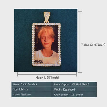 Custom Square Medallions Photo Pendant Make Memory Picture Dog Tag Necklace Chain For Men Hip Hop Jewelry