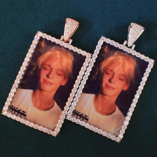 Custom Square Medallions Photo Pendant Make Memory Picture Dog Tag Necklace Chain For Men Hip Hop Jewelry