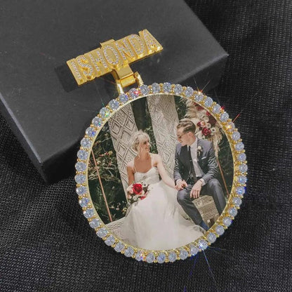 Custom Personlized Bail Big Photo Pendant 18k Gold Plated Men Hip Hop Picture Necklace Pendant Jewelry Gift Can Free Custom Logo