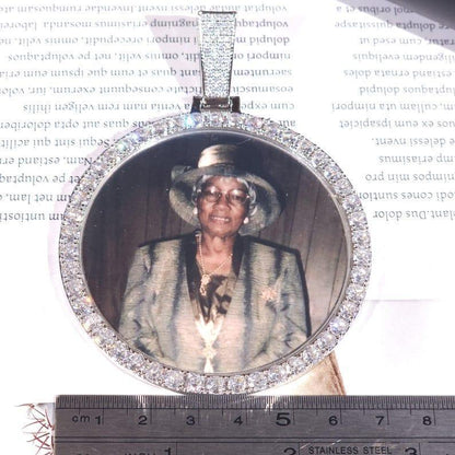Oversized 2.68" Custom Photo Necklace | Engraved Memory Picture Medallion | Caratix - CaratixJewelry