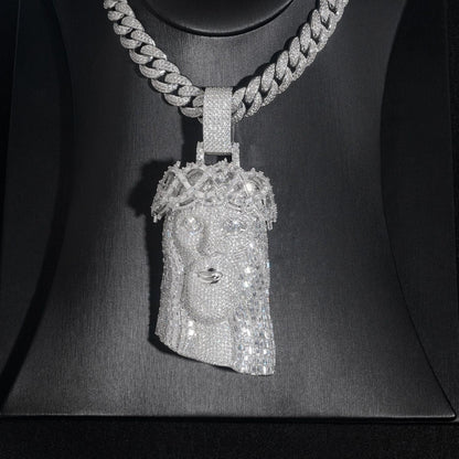 Jesus Head Pendant for Men & Women – S925 Sterling Silver Moissanite Hip Hop Jewelry - CaratixJewelry