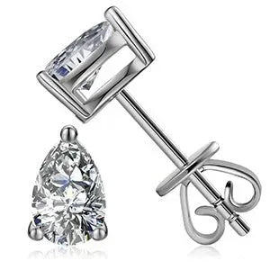 Ladies VVS Teardrop 925 Sterling Silver Push Back Earrings - CaratixJewelry