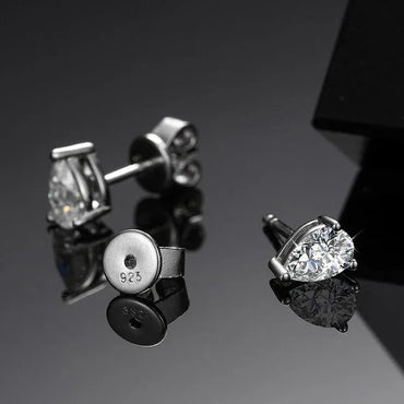 Ladies VVS Teardrop 925 Sterling Silver Push Back Earrings - CaratixJewelry