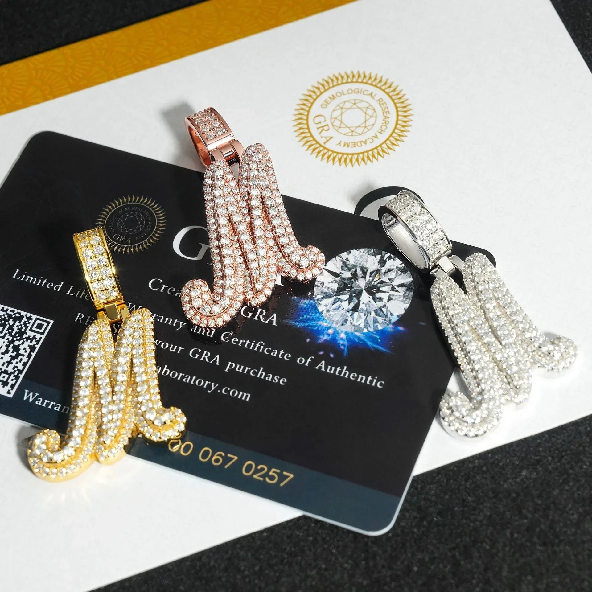 Letter M Pendant – 925 Sterling Silver Moissanite Hip Hop Jewelry for Streetwear Style - CaratixJewelry