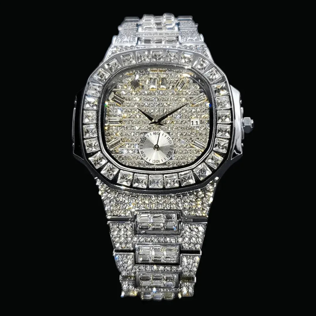 Luxury Date Special Minute Hand Iced Out Watch – Hip Hop Style Timepiece - CaratixJewelry