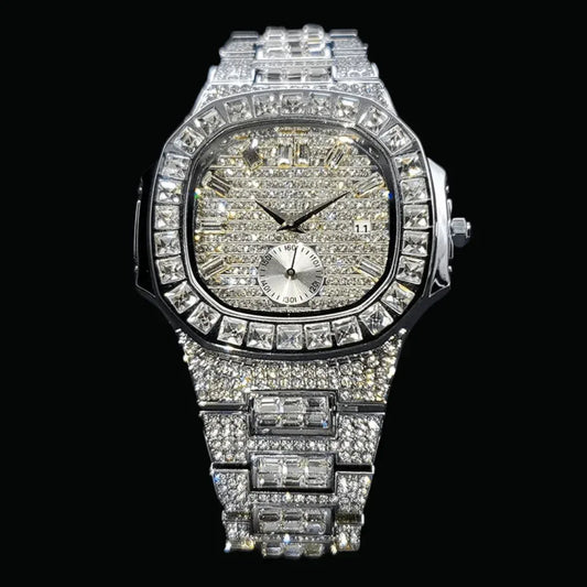 Luxury Date Special Minute Hand Iced Out Watch – Hip Hop Style Timepiece - CaratixJewelry