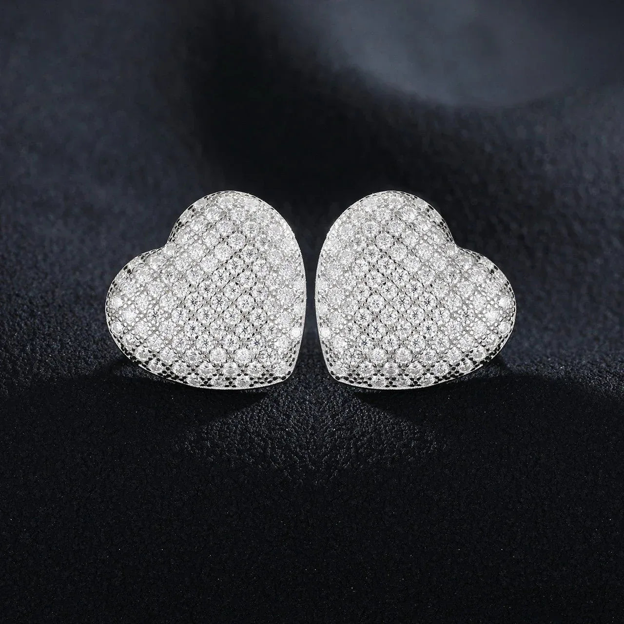 Luxury Lab .925 Sterling Silver Heart Bling Hip Hop Earrings - CaratixJewelry
