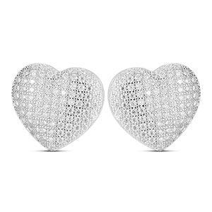 Luxury Lab .925 Sterling Silver Heart Bling Hip Hop Earrings - CaratixJewelry