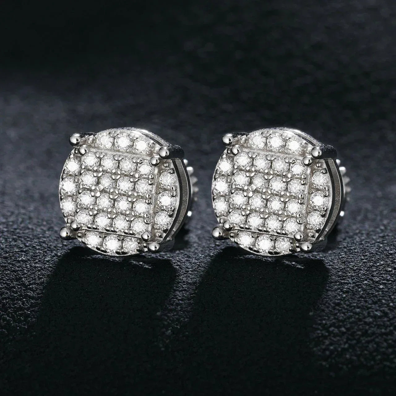 Men's Classic Total Ice 18k Gold Over 925 Silver Lab Earrings - CaratixJewelry