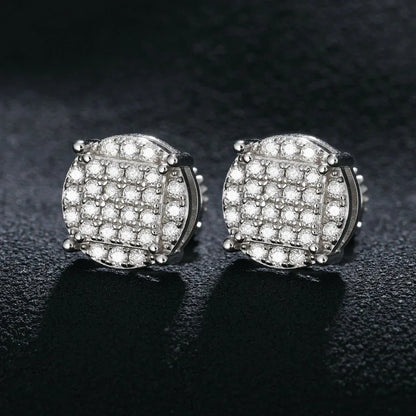 Men's Classic Total Ice 18k Gold Over 925 Silver Lab Earrings - CaratixJewelry