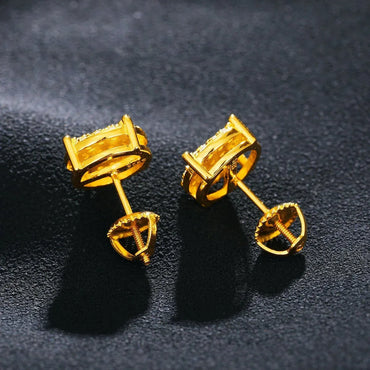 Men's Classic Total Ice 18k Gold Over 925 Silver Lab Earrings - CaratixJewelry