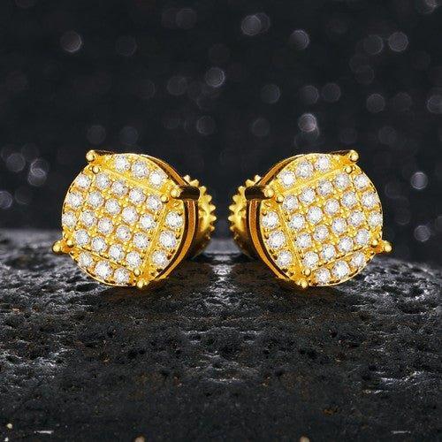 Men's Classic Total Ice 18k Gold Over 925 Silver Lab Earrings - CaratixJewelry