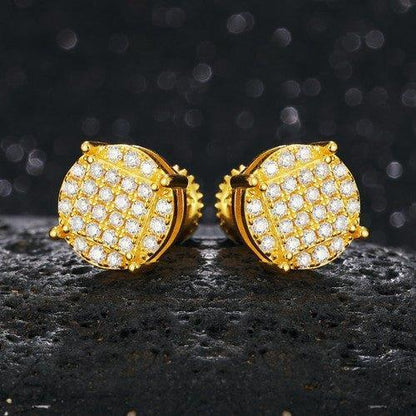 Men's Classic Total Ice 18k Gold Over 925 Silver Lab Earrings - CaratixJewelry