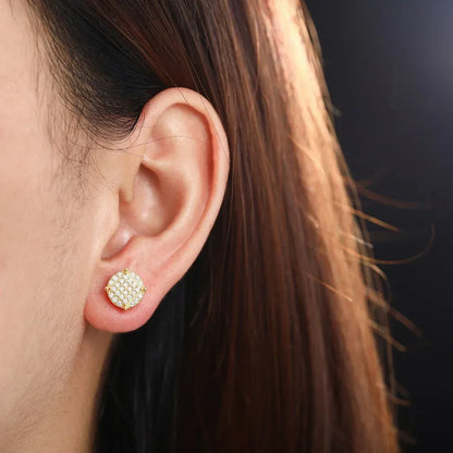 Men's Classic Total Ice 18k Gold Over 925 Silver Lab Earrings - CaratixJewelry