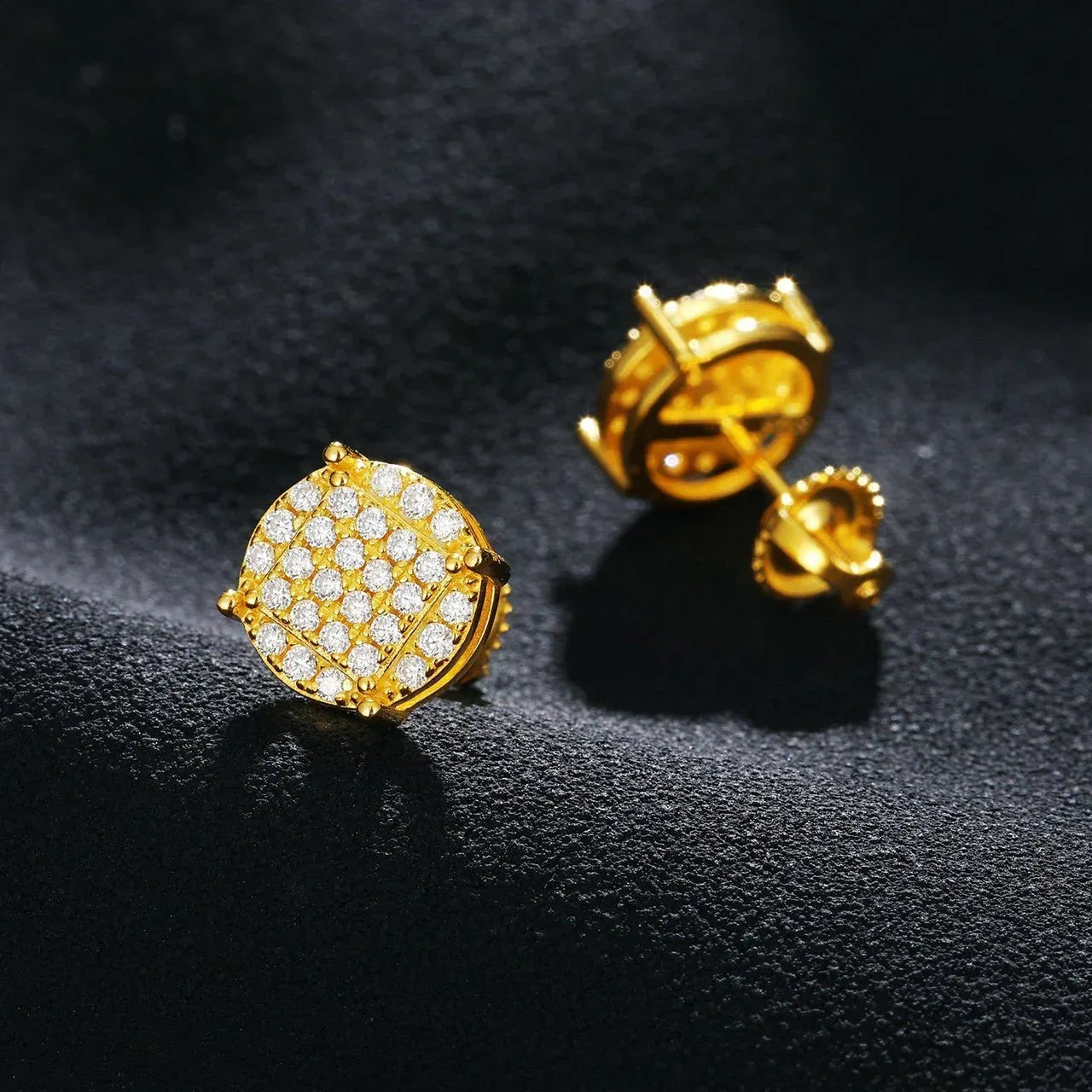 Men's Classic Total Ice 18k Gold Over 925 Silver Lab Earrings - CaratixJewelry