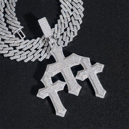 Men’s Full Pave Moissanite Cross Pendant – 925 Sterling Silver Trendy Hip Hop Necklace - CaratixJewelry