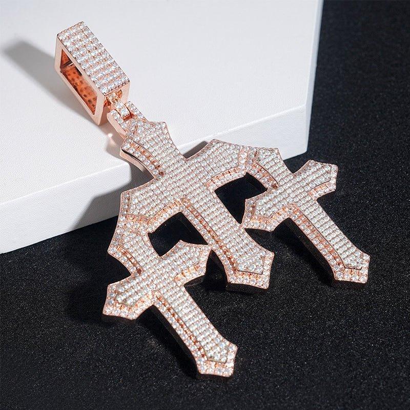 Men’s Full Pave Moissanite Cross Pendant – 925 Sterling Silver Trendy Hip Hop Necklace - CaratixJewelry