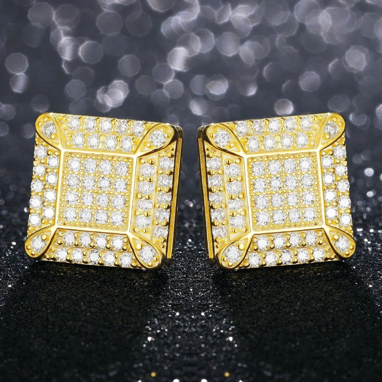 VVS Solid 925 Silver Square Block Hip Hop Earrings - CaratixJewelry