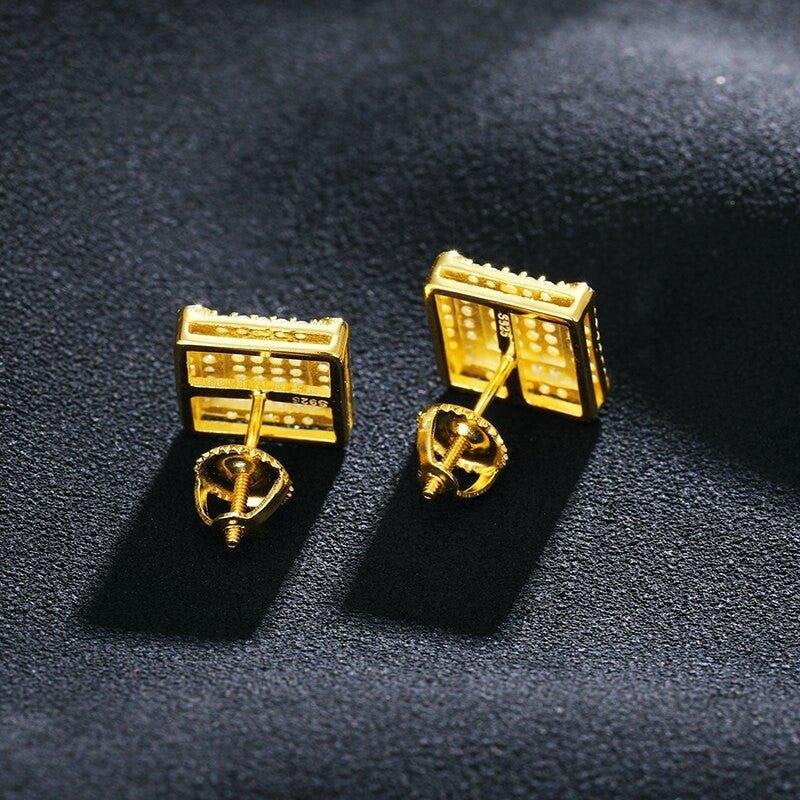 VVS Solid 925 Silver Square Block Hip Hop Earrings - CaratixJewelry