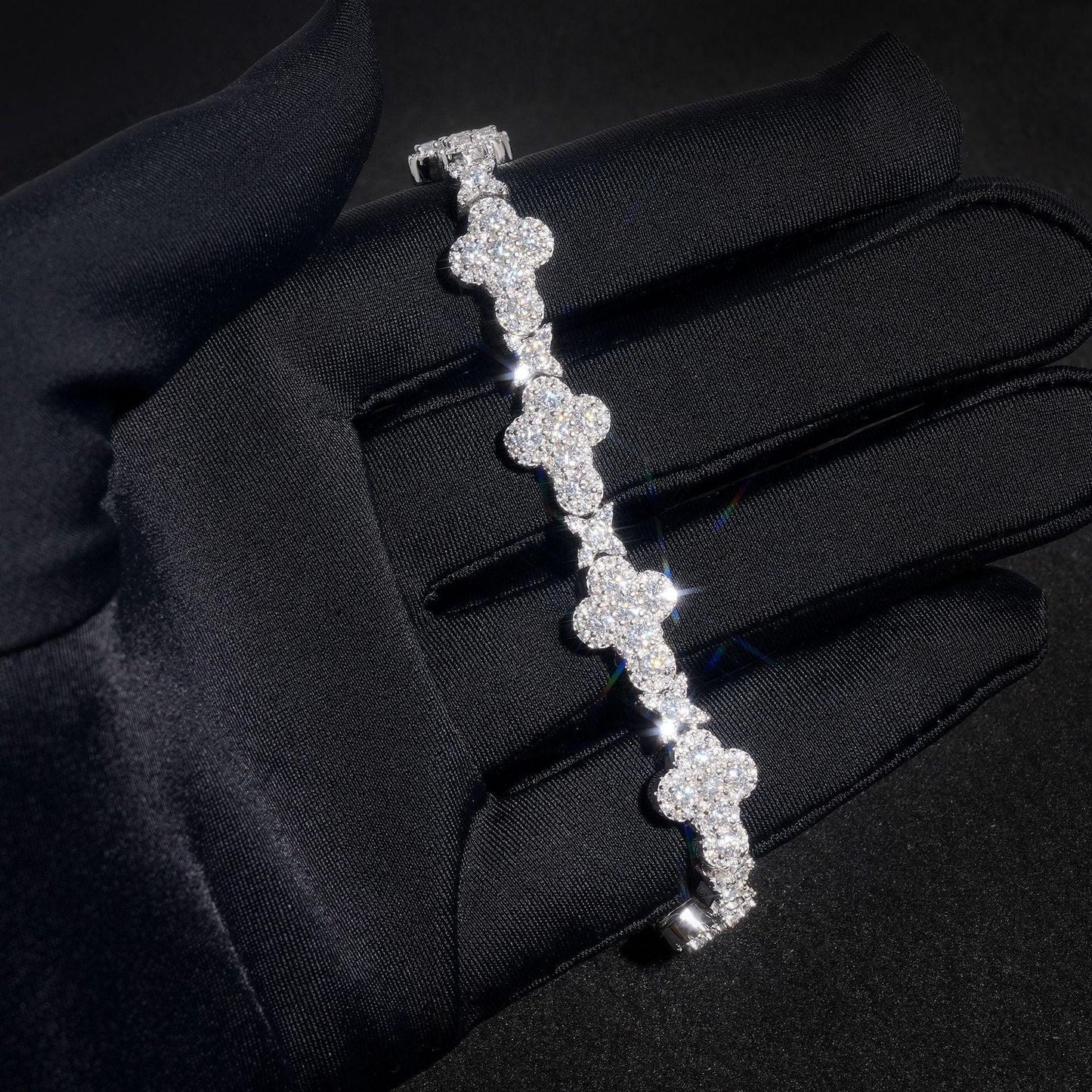Moissanite Cross Cuban Link Bracelet – S925 Sterling Silver Unisex Hip Hop Fashion Jewelry - CaratixJewelry