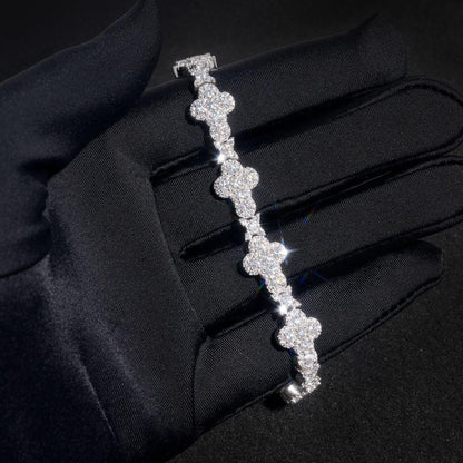 Moissanite Cross Cuban Link Bracelet – S925 Sterling Silver Unisex Hip Hop Fashion Jewelry - CaratixJewelry