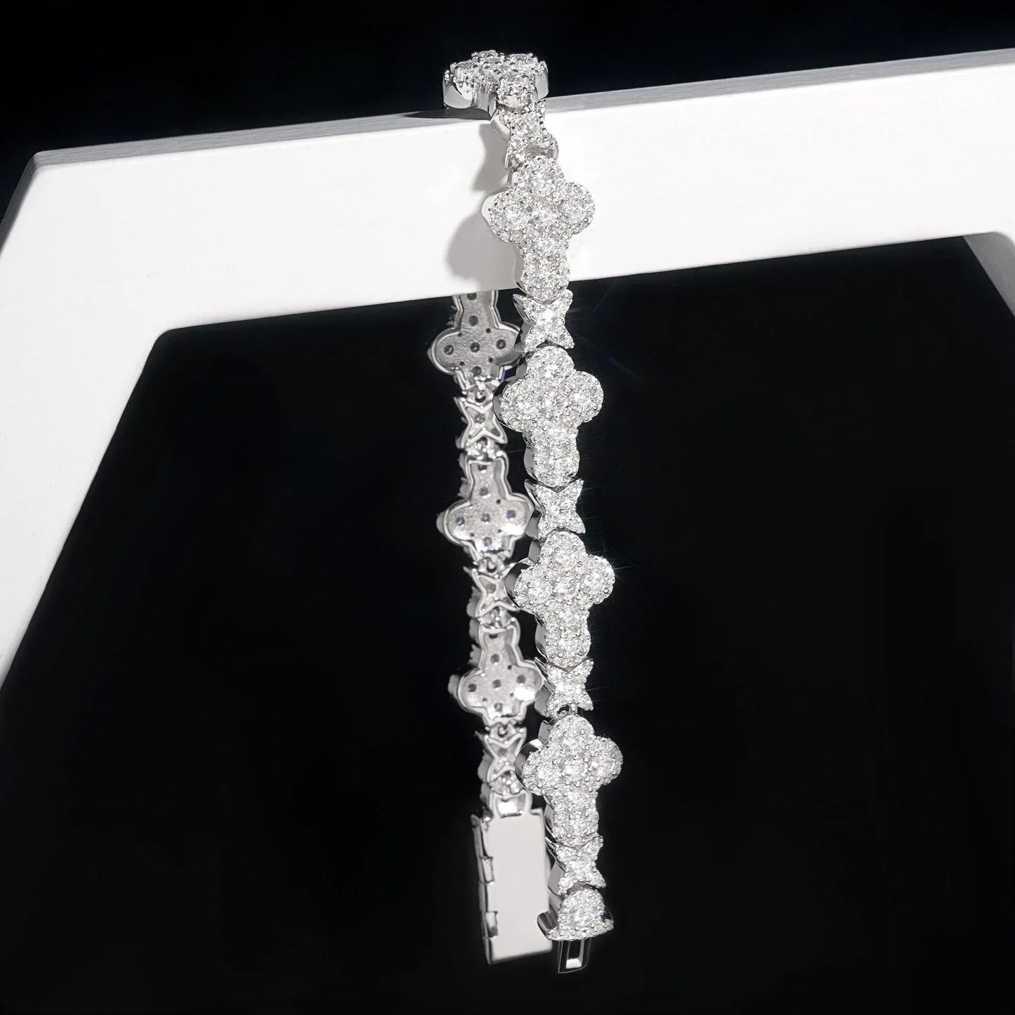 Moissanite Cross Cuban Link Bracelet – S925 Sterling Silver Unisex Hip Hop Fashion Jewelry - CaratixJewelry