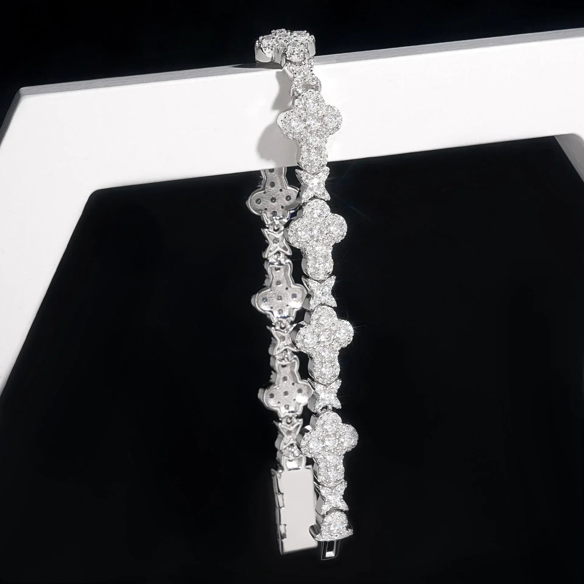 Moissanite Cross Cuban Link Bracelet – S925 Sterling Silver Unisex Hip Hop Fashion Jewelry - CaratixJewelry