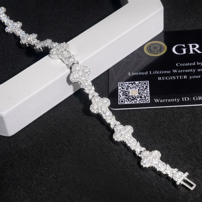 Moissanite Cross Cuban Link Bracelet – S925 Sterling Silver Unisex Hip Hop Fashion Jewelry - CaratixJewelry
