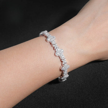 Moissanite Cross Cuban Link Bracelet – S925 Sterling Silver Unisex Hip Hop Fashion Jewelry - CaratixJewelry