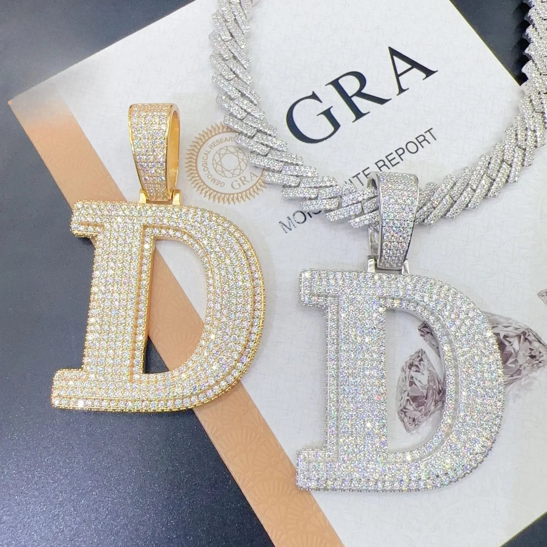 Moissanite Letter Hip-Hop Pendant – S925 Silver D Color Moissanite Jewelry - CaratixJewelry