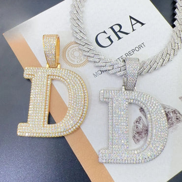Moissanite Letter Hip-Hop Pendant – S925 Silver D Color Moissanite Jewelry - CaratixJewelry