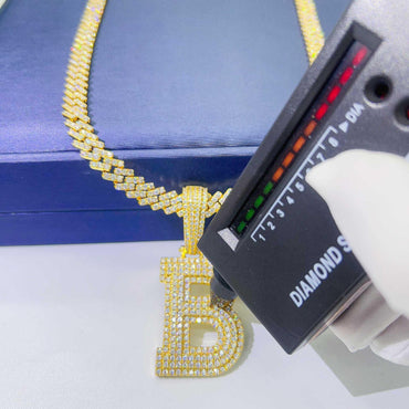 Moissanite Letter Hip-Hop Pendant – S925 Silver D Color Moissanite, Personalized Jewelry - CaratixJewelry