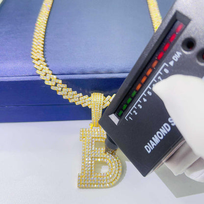 Moissanite Letter Hip-Hop Pendant – S925 Silver D Color Moissanite, Personalized Jewelry - CaratixJewelry