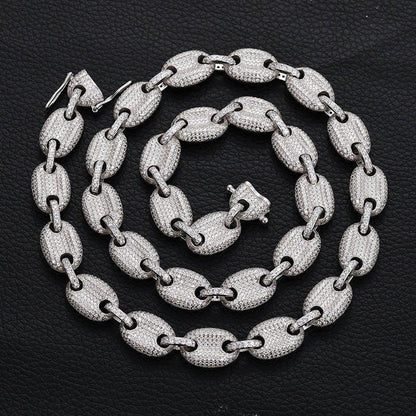 Moissanite Pig Nose Chain – Iced-Out Bubble Bead Necklace in S925 Sterling Silver Hip Hop Streetwear Jewelry - CaratixJewelry