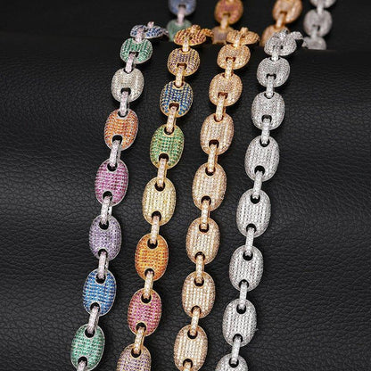 Moissanite Pig Nose Chain – Iced-Out Bubble Bead Necklace in S925 Sterling Silver Hip Hop Streetwear Jewelry - CaratixJewelry