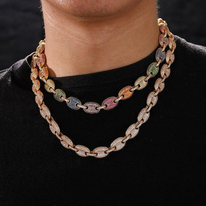 Moissanite Pig Nose Chain – Iced-Out Bubble Bead Necklace in S925 Sterling Silver Hip Hop Streetwear Jewelry - CaratixJewelry