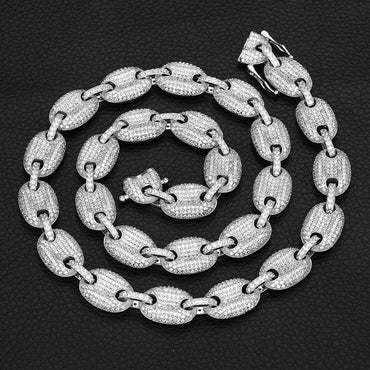 Moissanite Pig Nose Chain – Iced-Out Bubble Bead Necklace in S925 Sterling Silver Hip Hop Streetwear Jewelry - CaratixJewelry