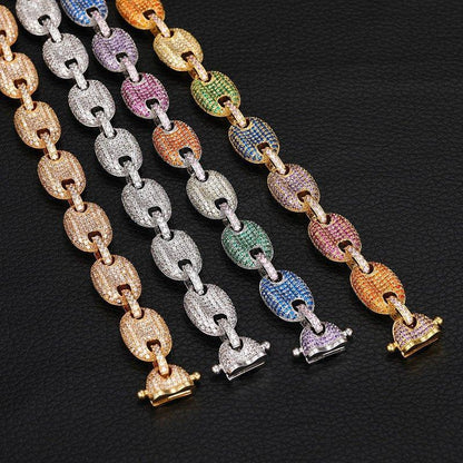 Moissanite Pig Nose Chain – Iced-Out Bubble Bead Necklace in S925 Sterling Silver Hip Hop Streetwear Jewelry - CaratixJewelry