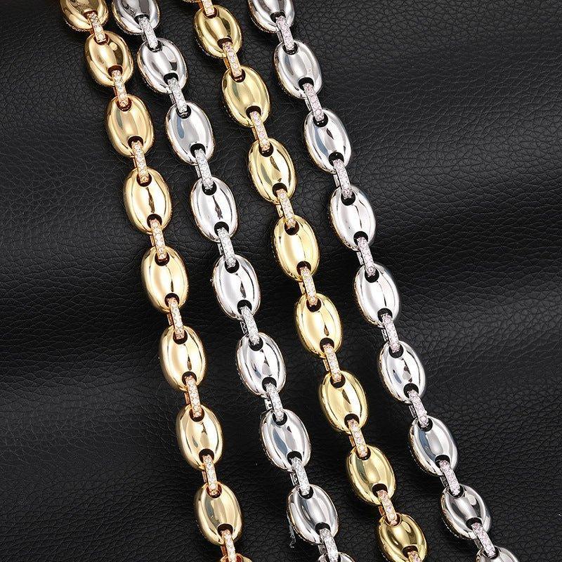 Moissanite Pig Nose Chain – Iced-Out Bubble Bead Necklace in S925 Sterling Silver Hip Hop Streetwear Jewelry - CaratixJewelry