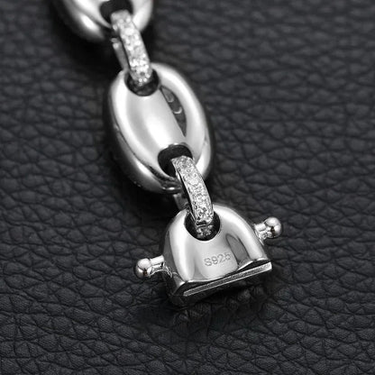 Moissanite Pig Nose Chain – Iced-Out Bubble Bead Necklace in S925 Sterling Silver Hip Hop Streetwear Jewelry - CaratixJewelry