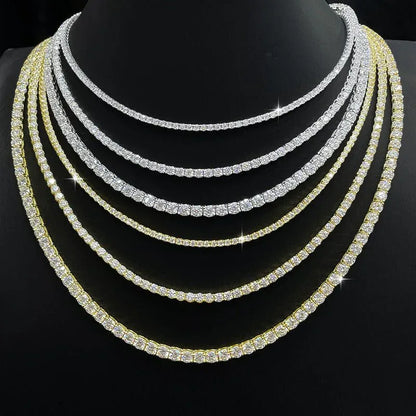 Moissanite Tennis Chain Necklace – S925 Sterling Silver Iced-Out Tennis Necklace for Men & Women - CaratixJewelry