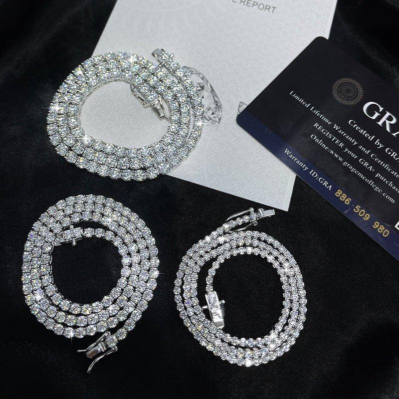 Moissanite Tennis Chain Necklace – S925 Sterling Silver Iced-Out Tennis Necklace for Men & Women - CaratixJewelry