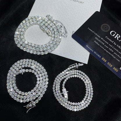 Moissanite Tennis Chain Necklace – S925 Sterling Silver Iced-Out Tennis Necklace for Men & Women - CaratixJewelry