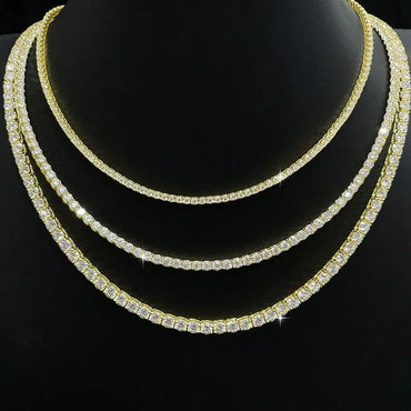 Moissanite Tennis Chain Necklace – S925 Sterling Silver Iced-Out Tennis Necklace for Men & Women - CaratixJewelry