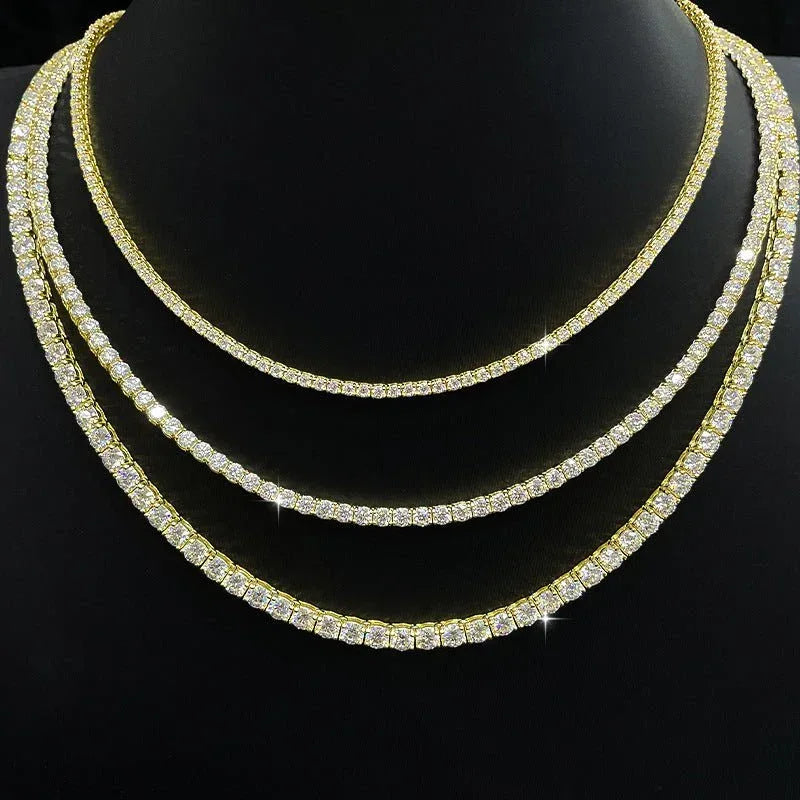 Moissanite Tennis Chain Necklace – S925 Sterling Silver Iced-Out Tennis Necklace for Men & Women - CaratixJewelry